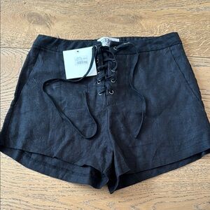 High-Waist Lace-Up Black Women's Shorts